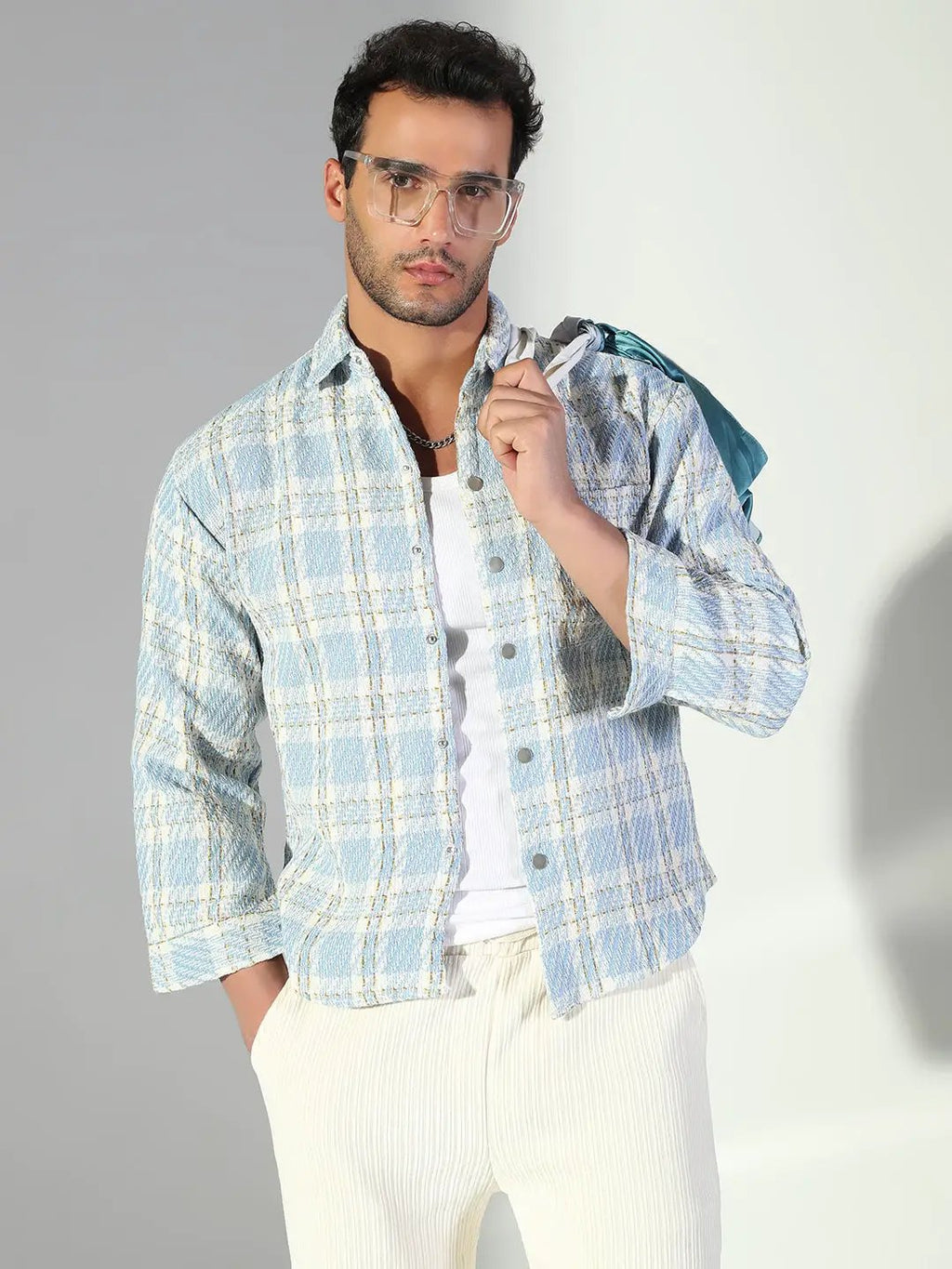 Men's Checked Blue Shacket