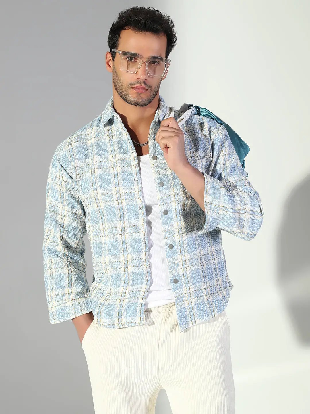 Men's Checked Blue Shacket