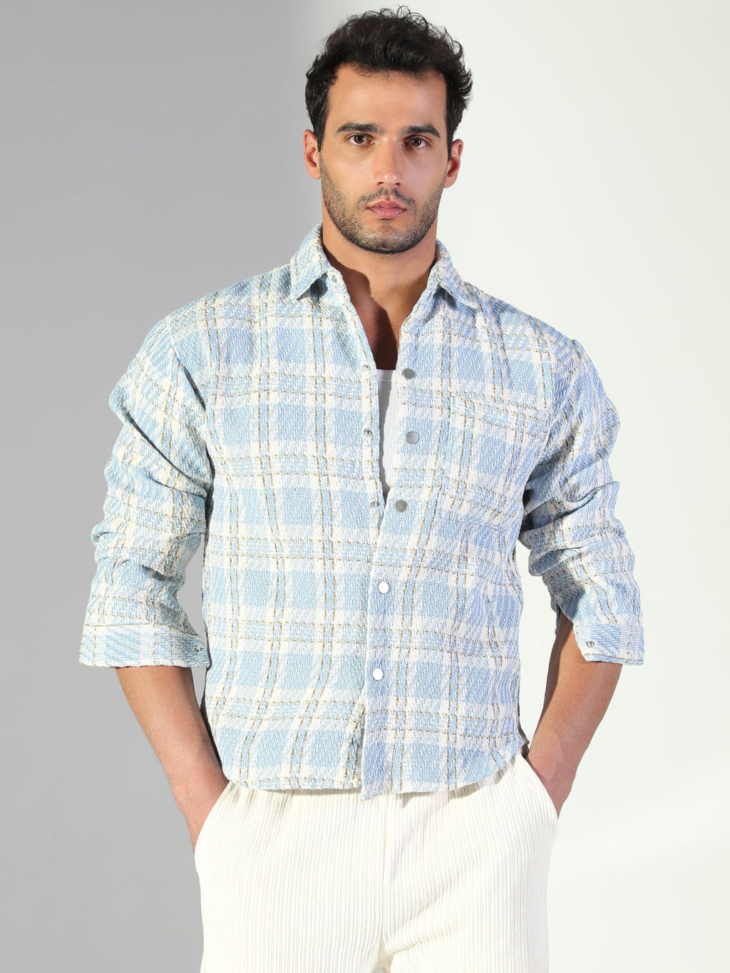 Men's Checked Blue Shacket