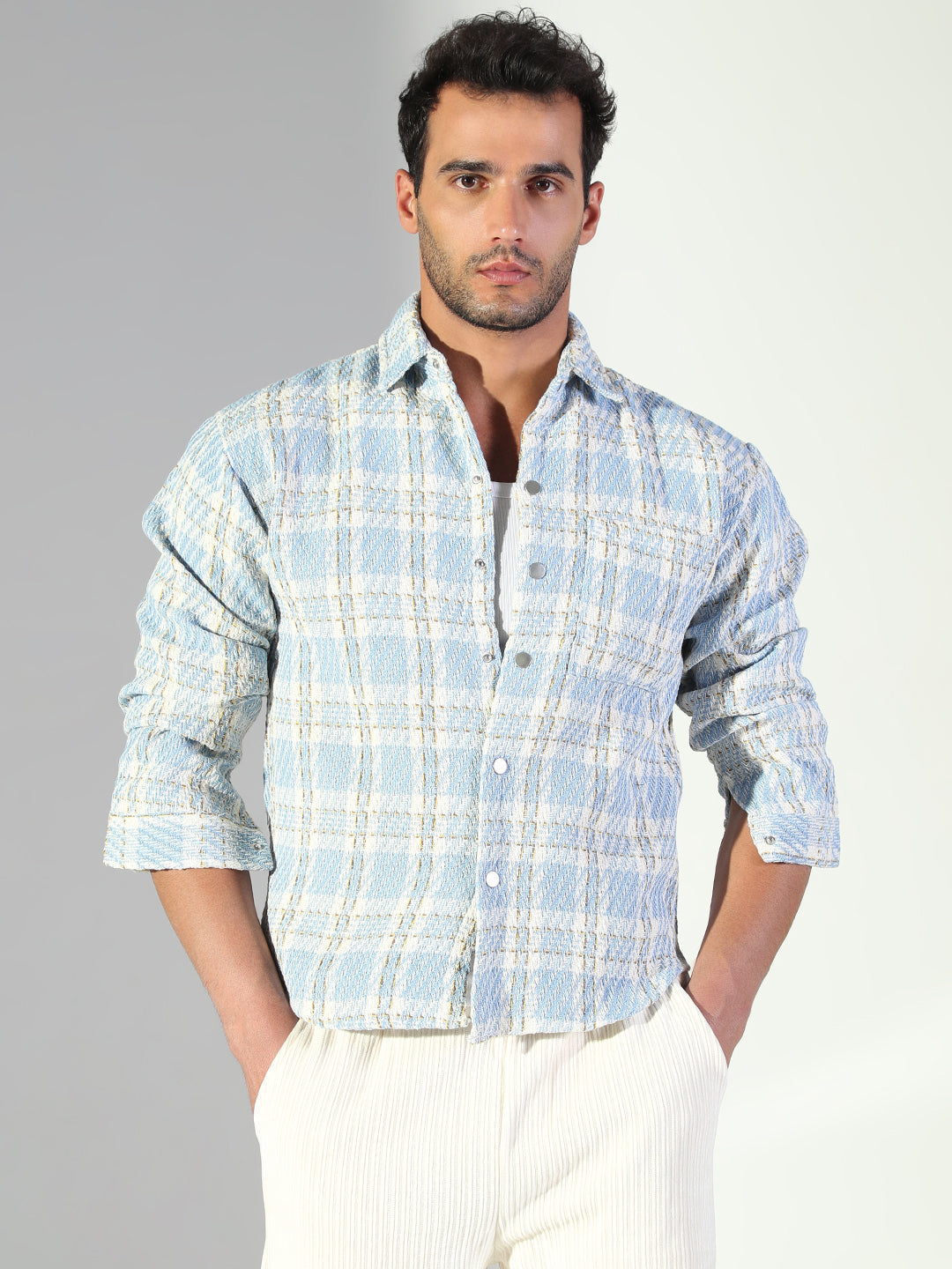 Men's Checked Blue Shacket