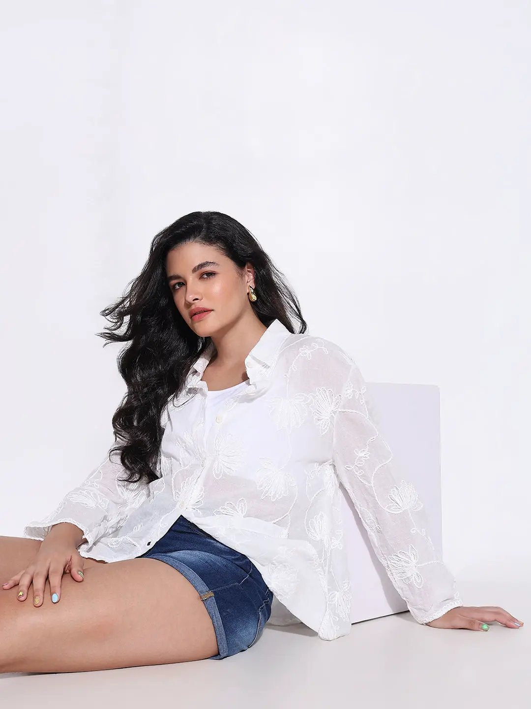 Women's White Comfort Opaque Casual Shirt