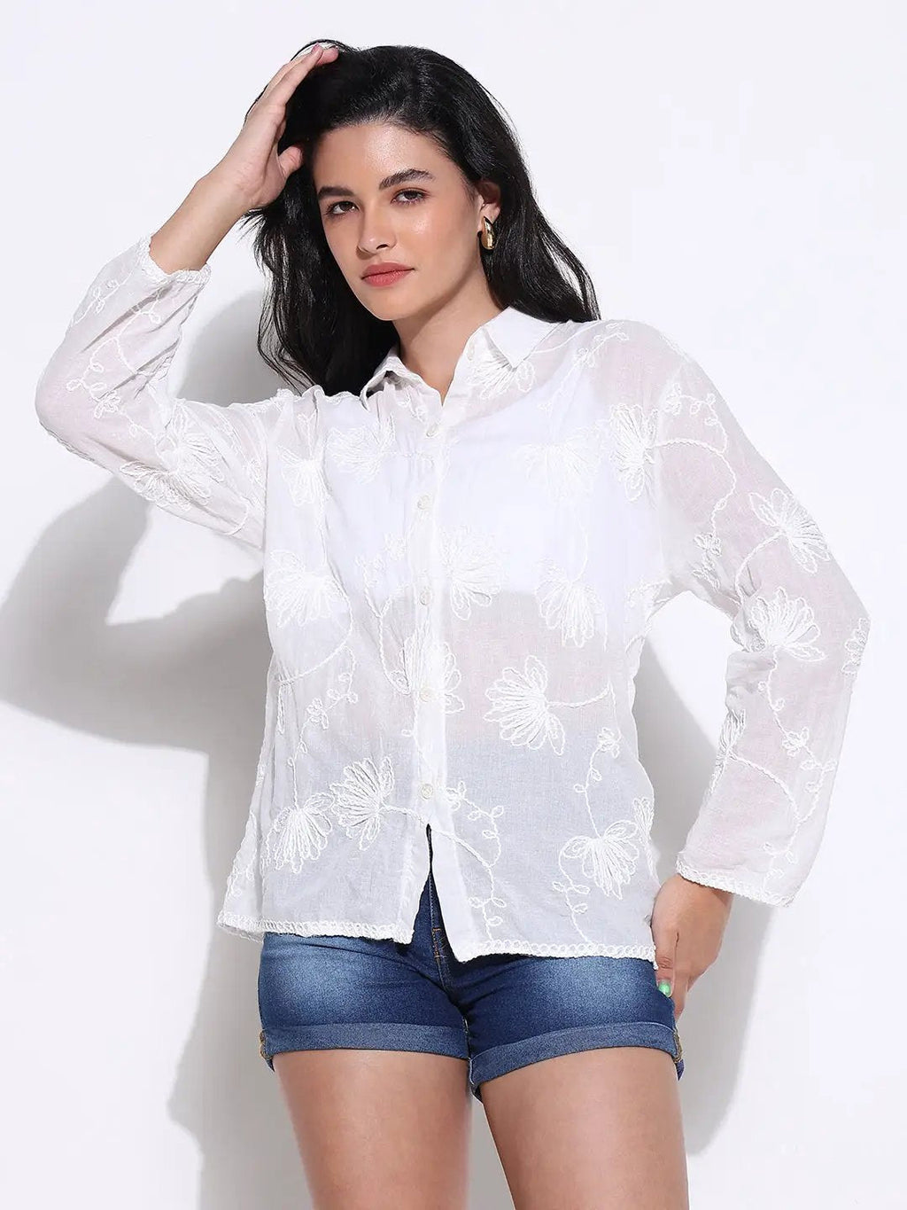 Women's White Comfort Opaque Casual Shirt