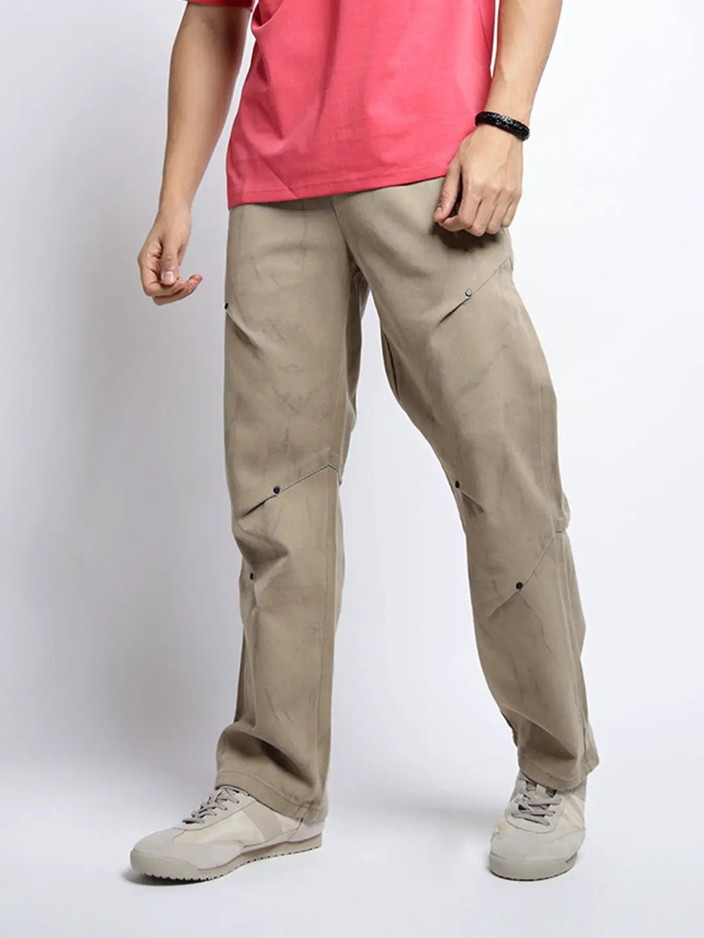 Men's Beige Relaxed Fit Elasticated Waist with Drawstring Jeans