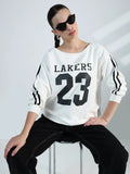 Women's Typography White Oversized Top