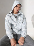 Men's Camouflage White Jacket with Detachable Hood