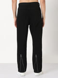 Men's Black Straight Fit Jeans with Back Zip