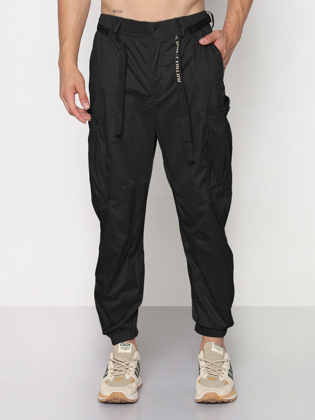 Men's Black Relaxed Fit Cargos