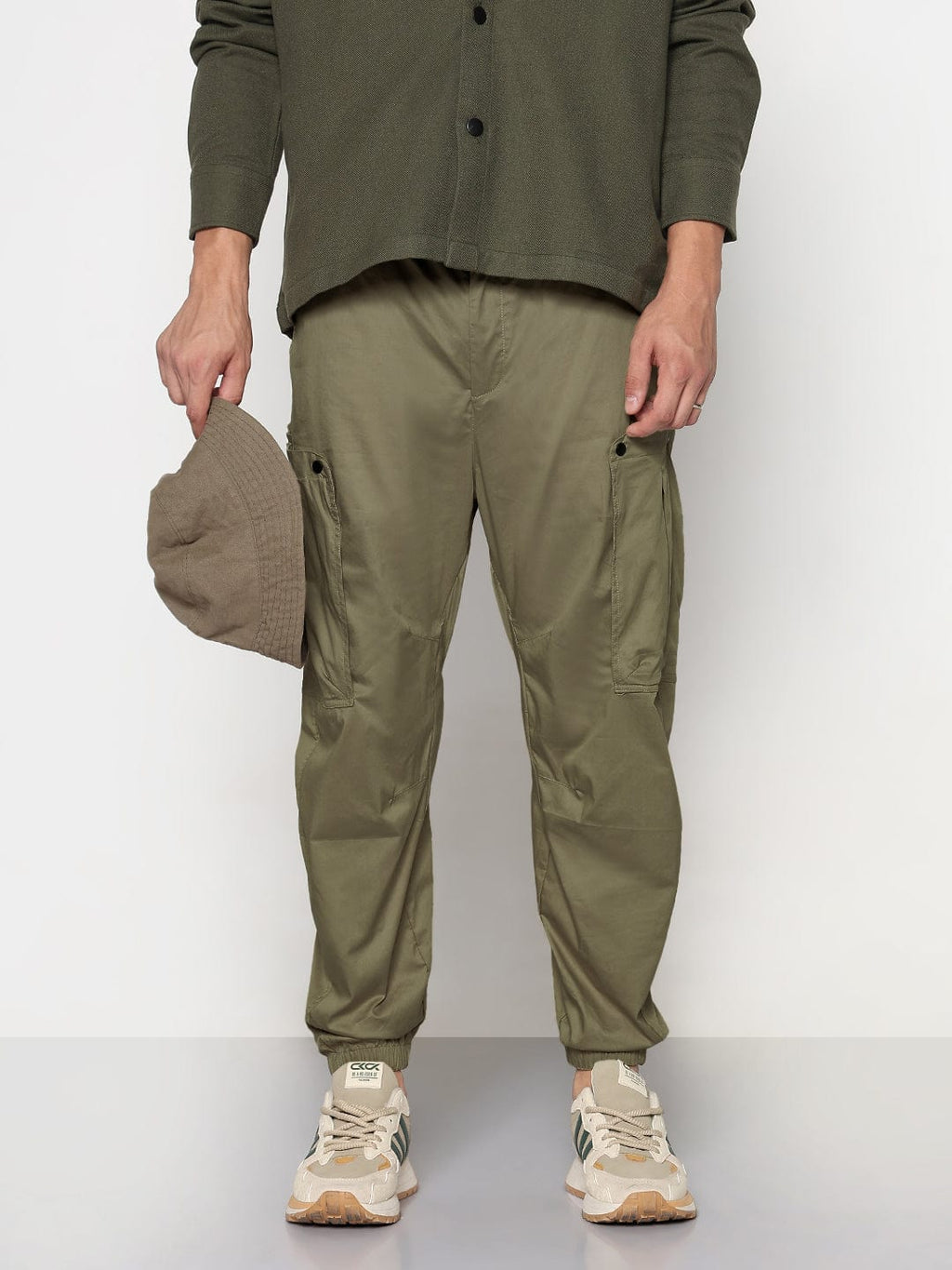 Men's Green Relaxed Fit Cargos