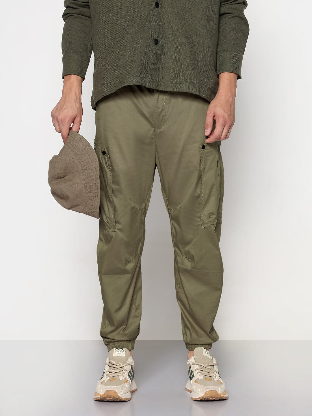 Men's Green Relaxed Fit Cargos