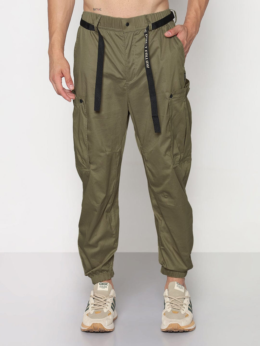 Men's Green Relaxed Fit Cargos