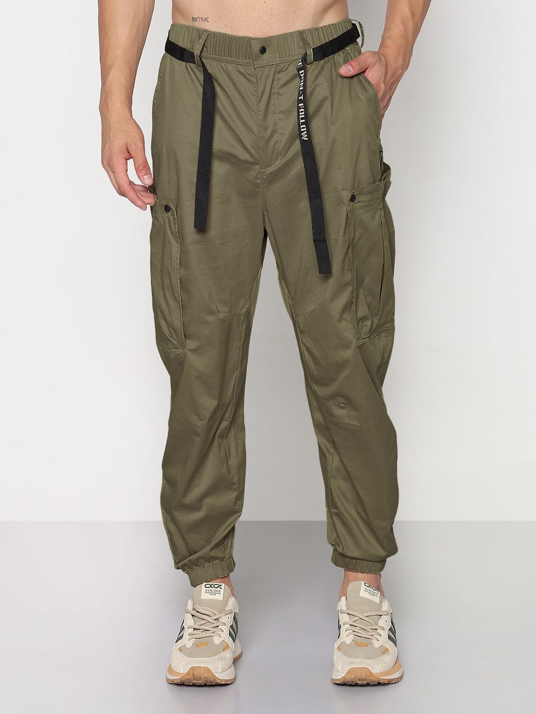 Men's Green Relaxed Fit Cargos