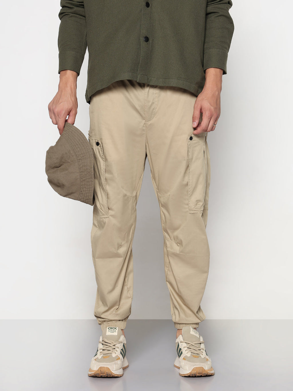 Men's Khaki Relaxed Fit Cargos