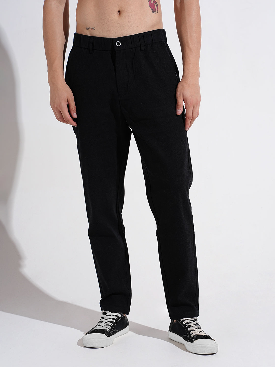 Men's Black Tapered Fit Trousers