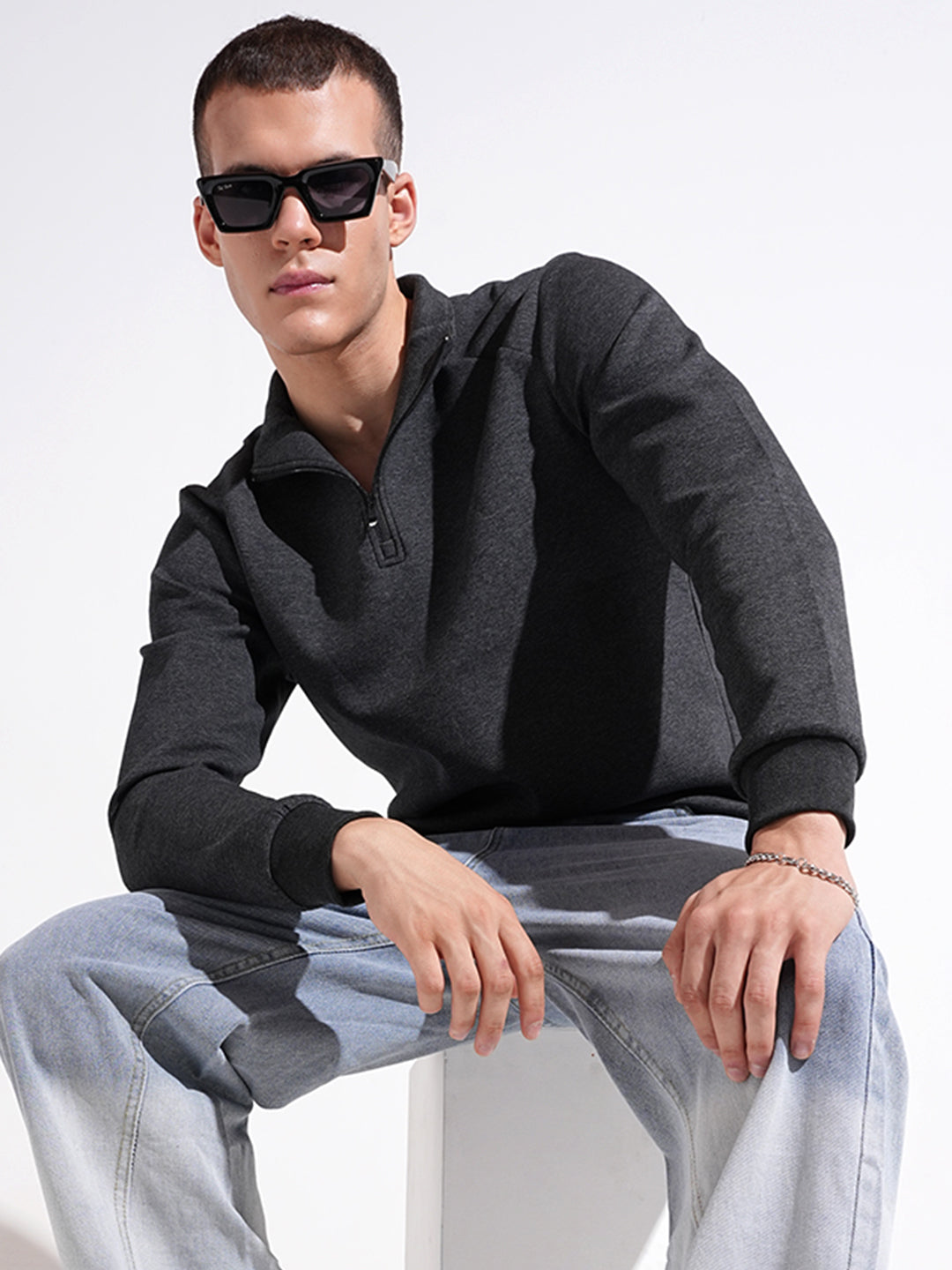 Men's Grey High Neck Sweater