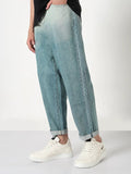 Men's Blue Washed Tapered Fit Ombre Jeans
