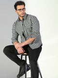 Men's Checked Black Shacket with Single Pocket
