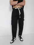 Men's Cotton Black Relaxed Fit Trousers