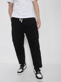 Men's Black Relaxed Fit Korean Trousers
