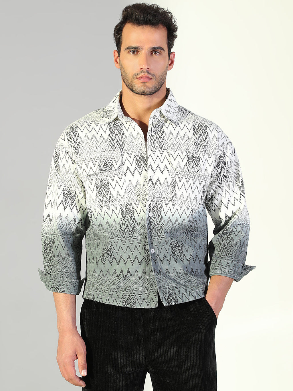 Men's Chevron White Shacket