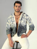 Men's Typography Ombre Cream Shacket