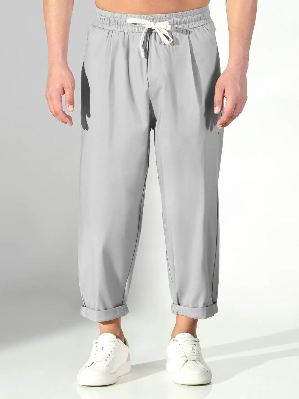 Men's Grey Relaxed Fit Korean Trouser