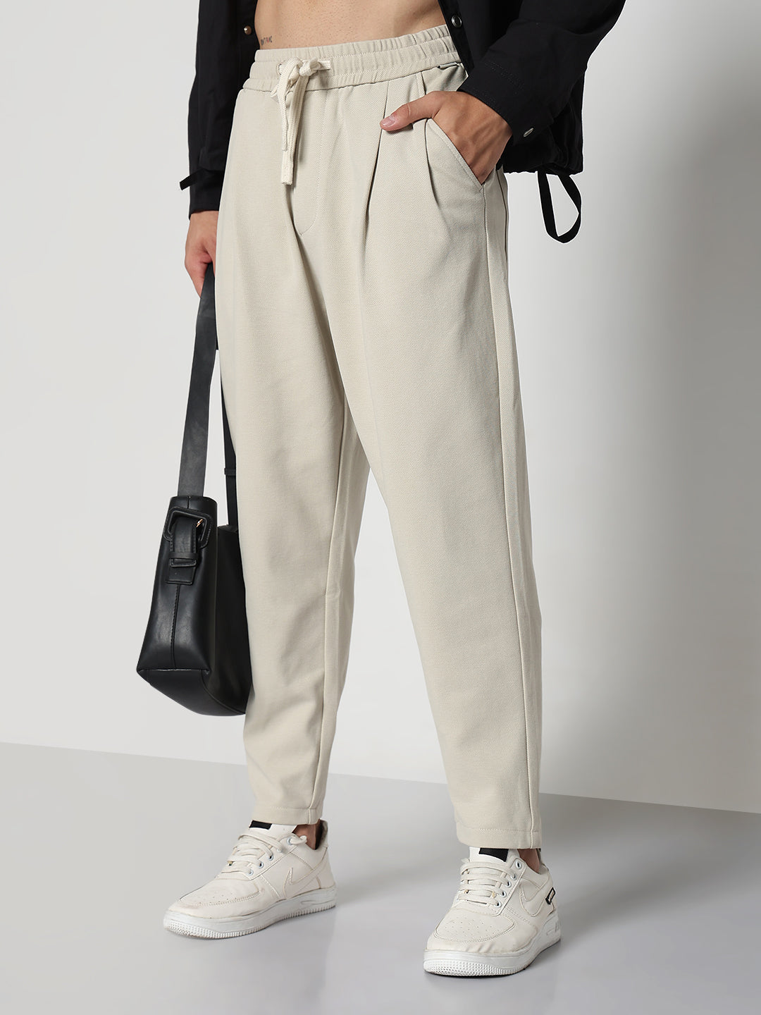 Men's Cream Relaxed Fit Trouser
