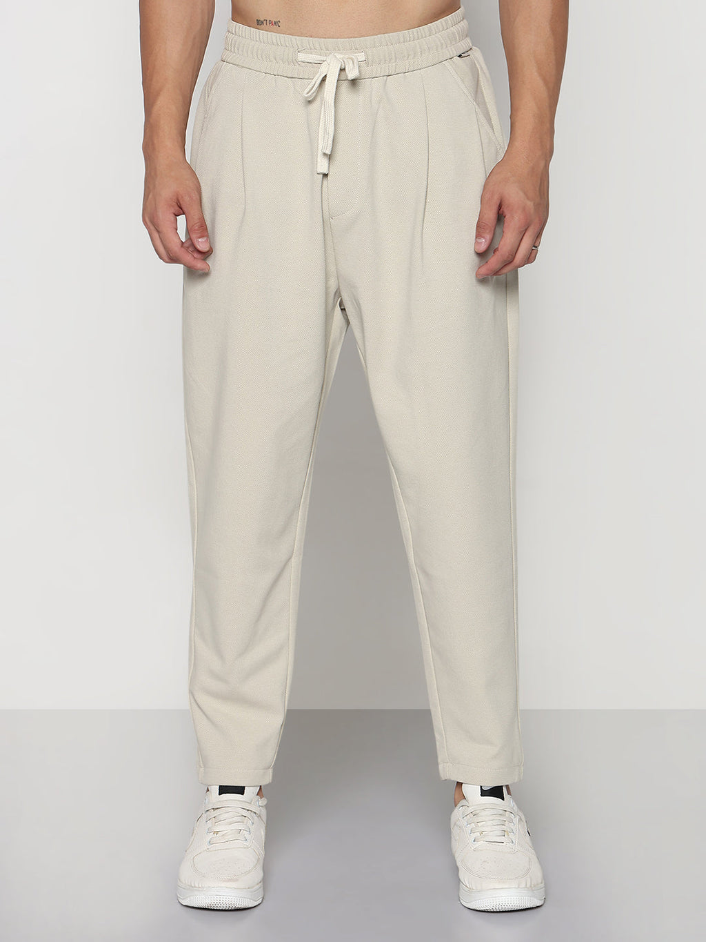 Men's Cream Relaxed Fit Trouser