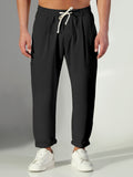 Men's Black Relaxed Fit Korean Trouser