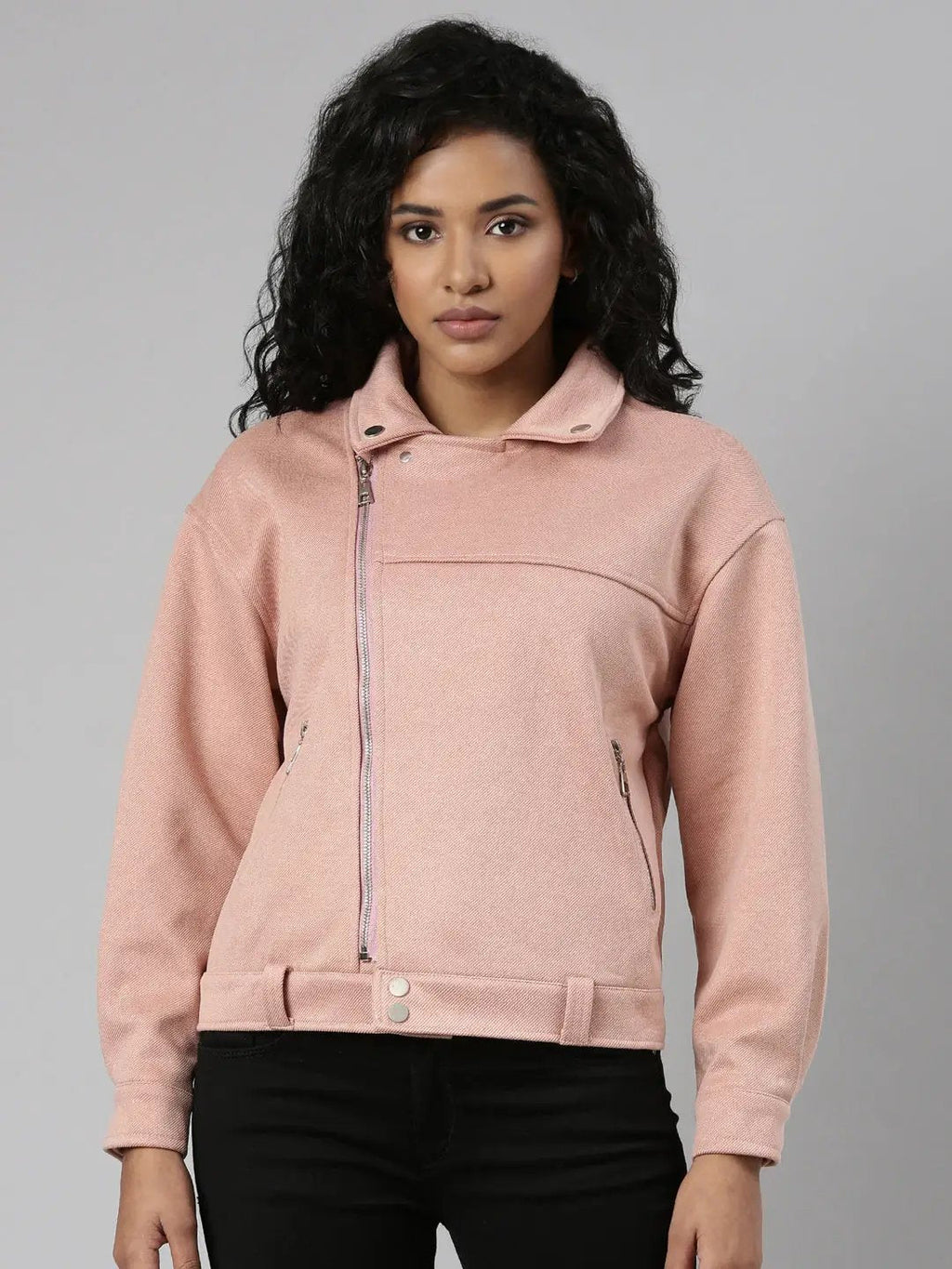 Women's Peach Suede Crop Tailored Jacket