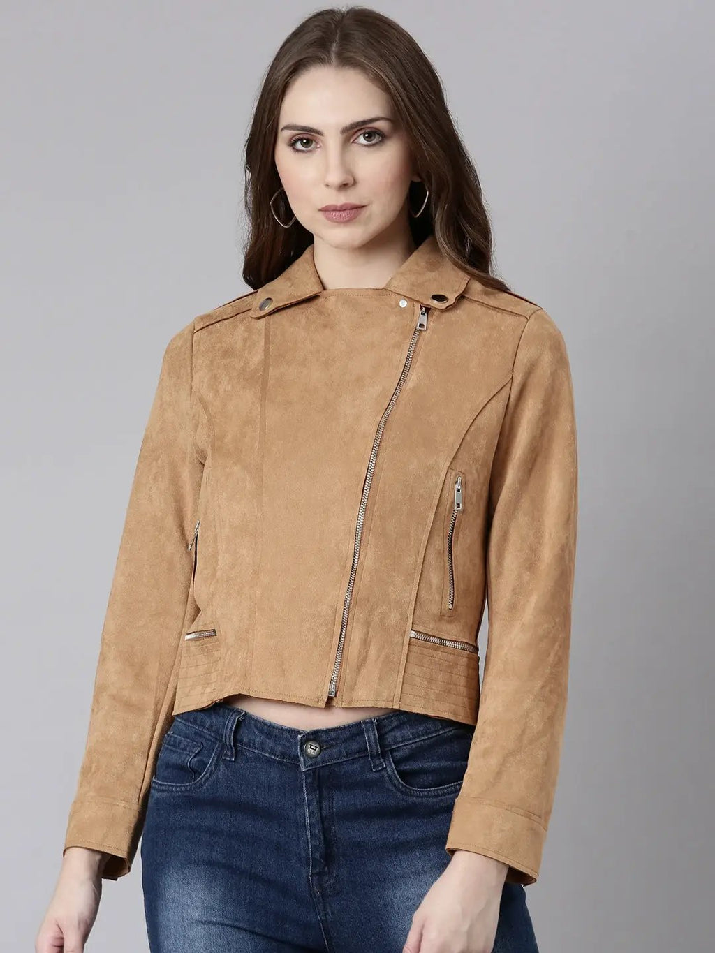 Women's Rust Suede Crop Tailored Jacket