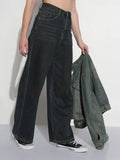 Women's Navy Blue High Rise Baggy Jeans