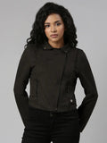 Women's Lapel Collar Black Solid Tailored Jacket