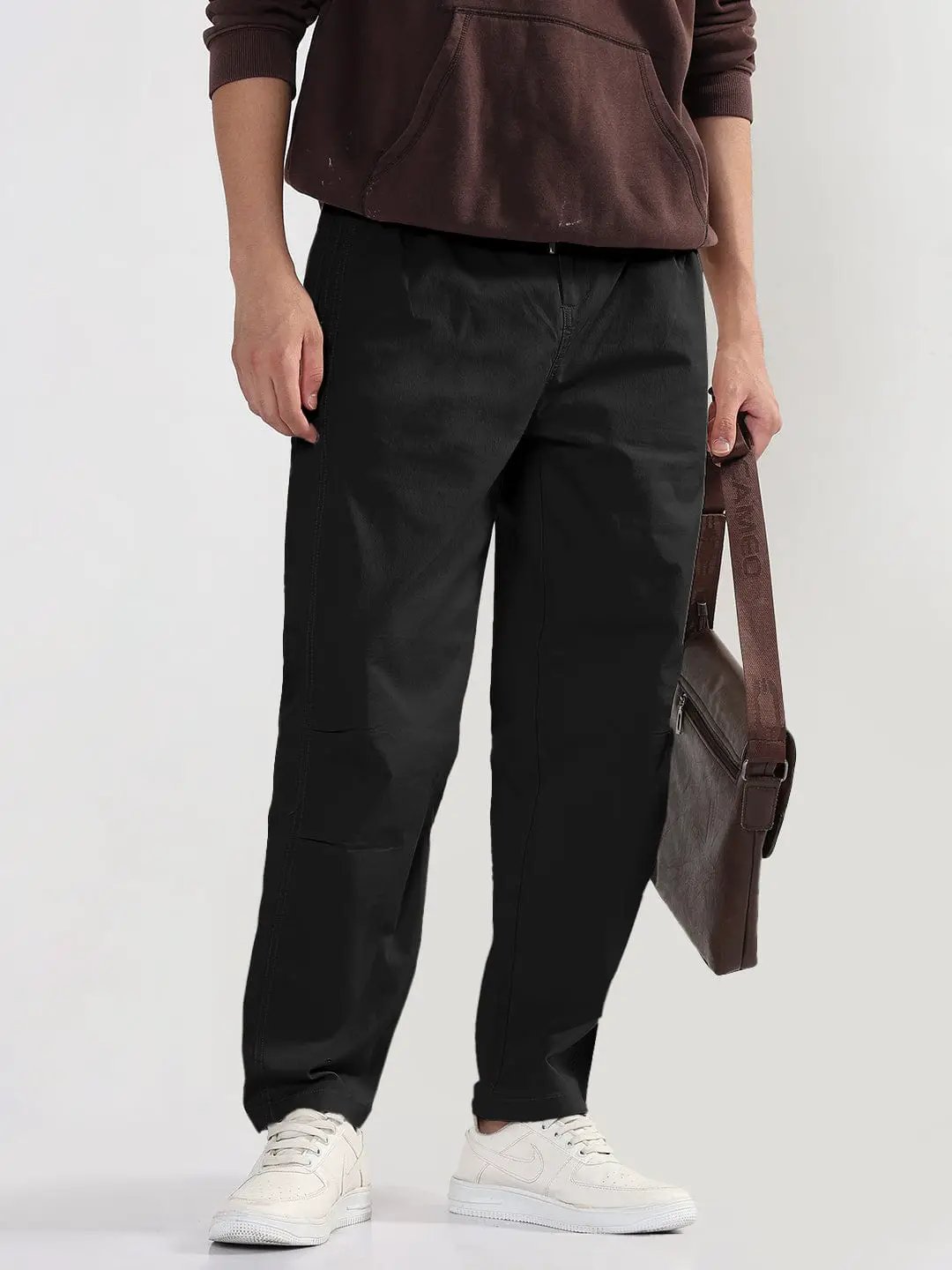 Men's Black Relaxed Fit Trousers