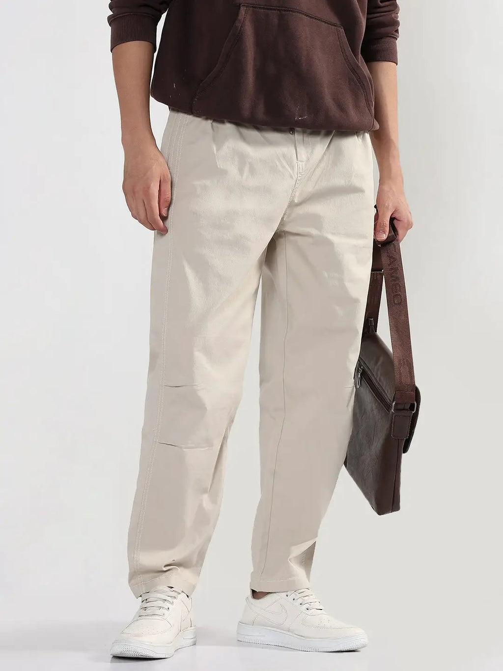 Men's Cream Relaxed Fit Trouser