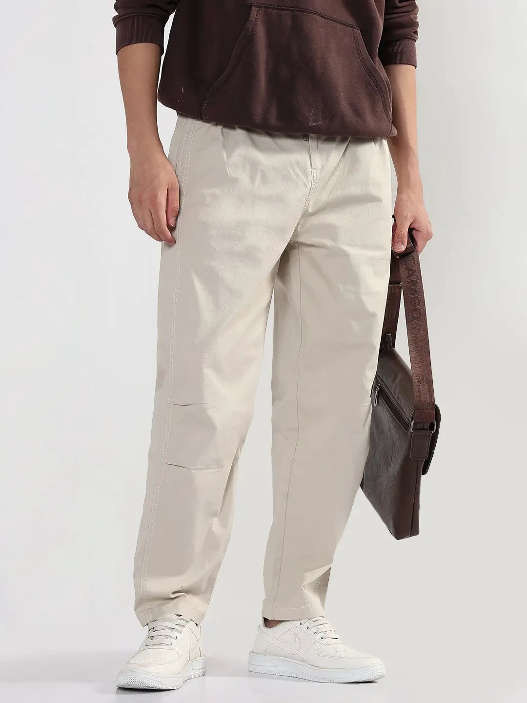 Men's Cream Relaxed Fit Trouser