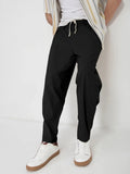 Men's Cotton Black Relaxed Fit Trousers