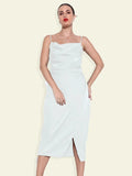 Women's White Solid Sheath Dress