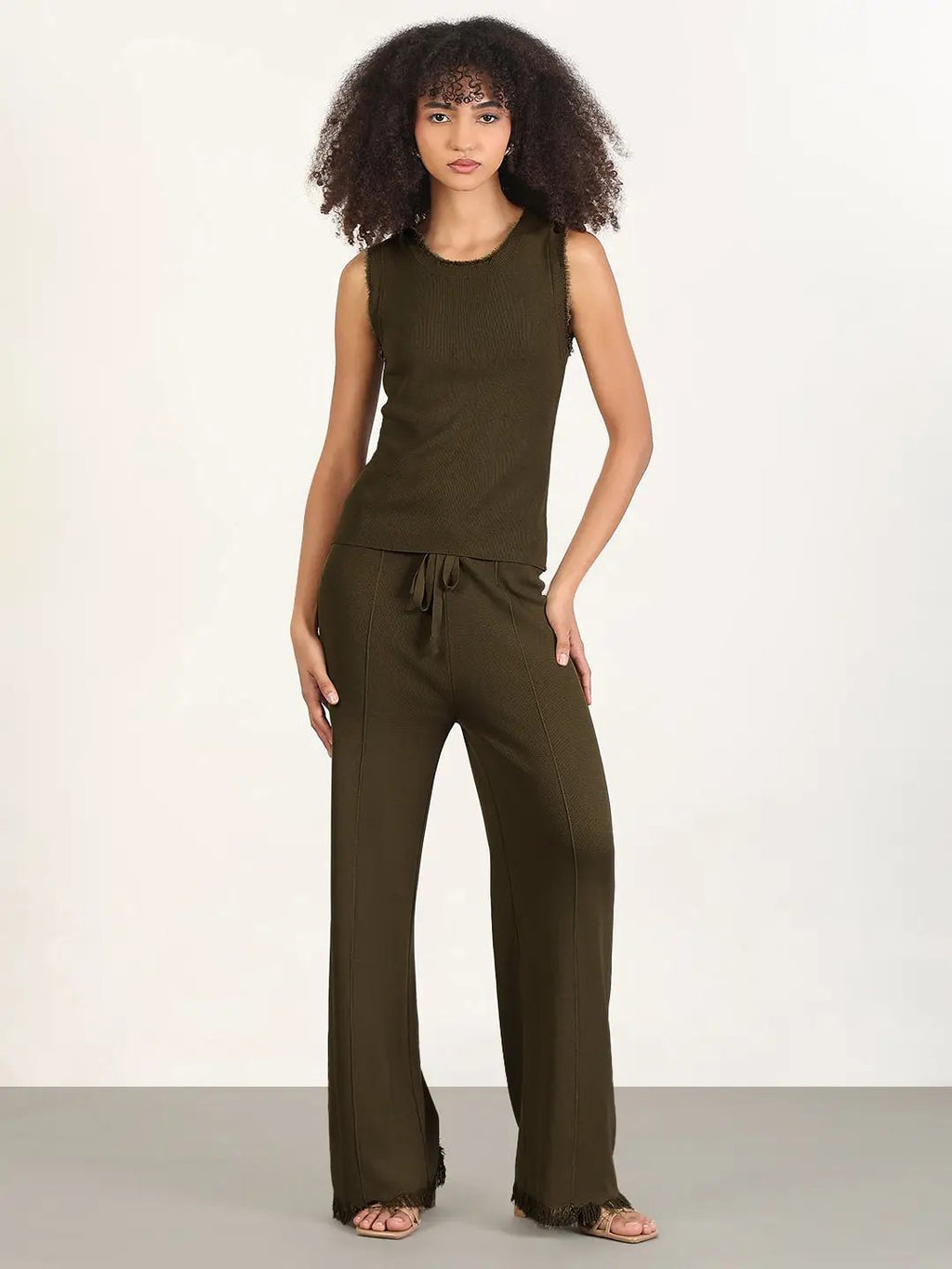 Women's Solid Olive Co-Ords Set