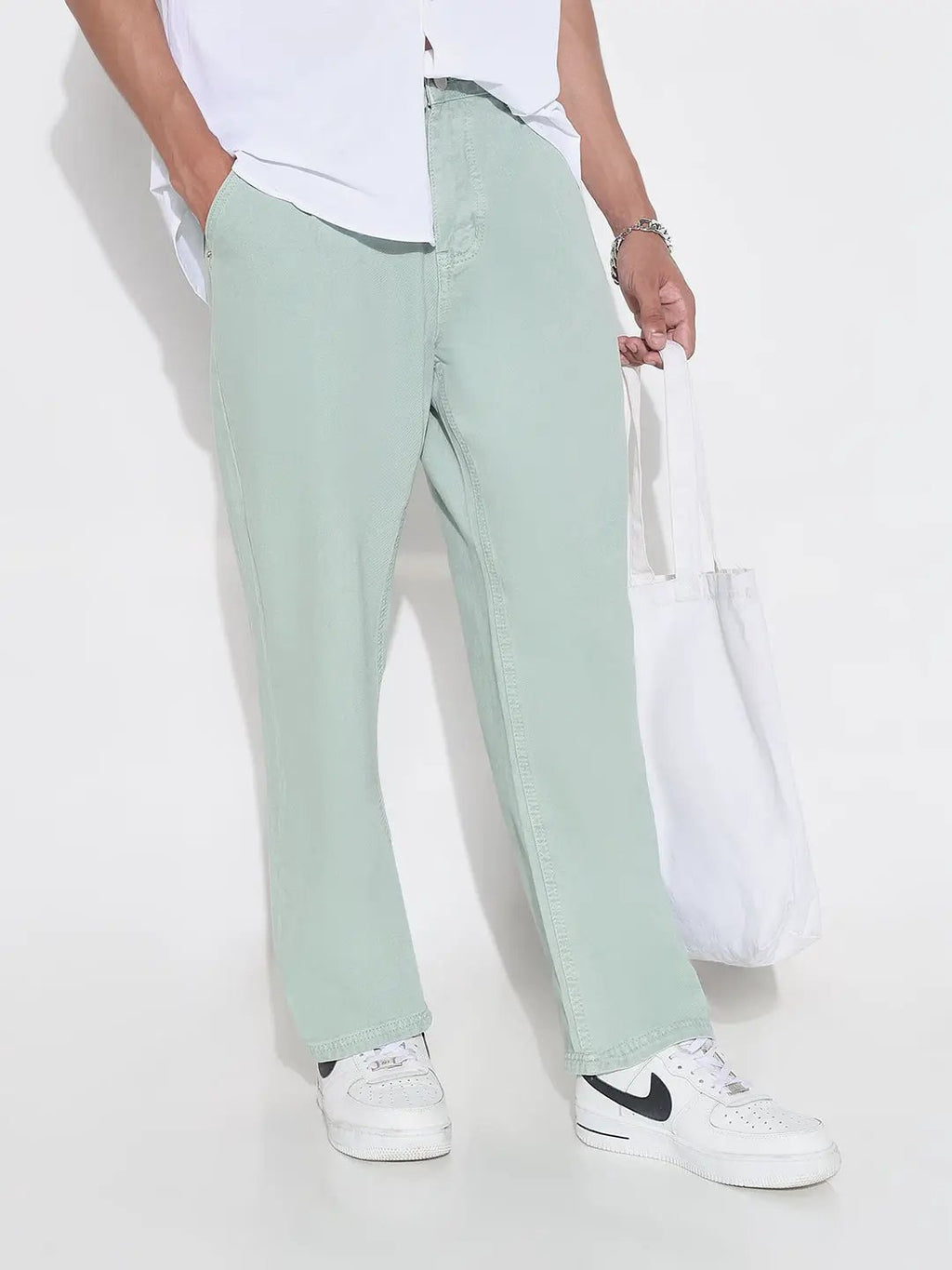 Men's Green Straight Fit Jeans
