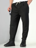 Men's Black Solid Korean Trousers