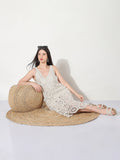 Women's Cream A-Line Crochet Dress