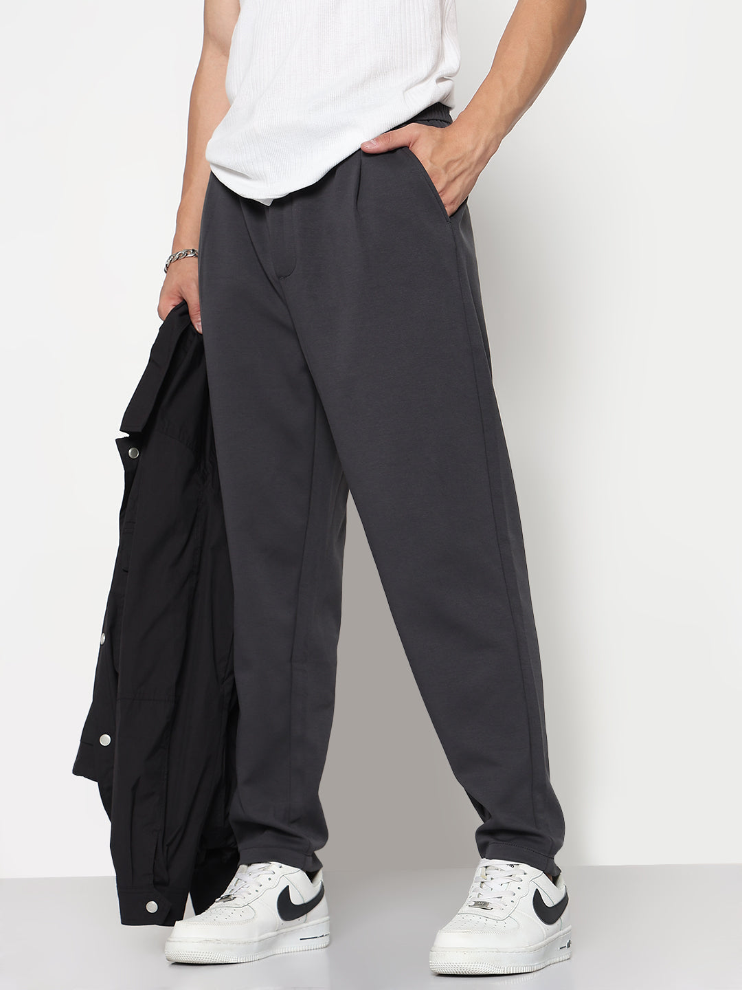 Men's Grey Relaxed Fit Trouser