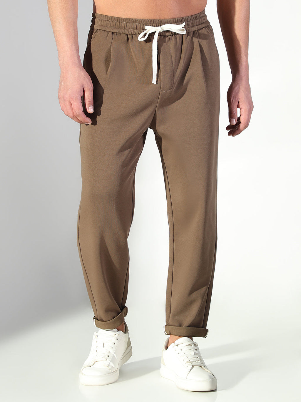 Men's Olive Solid Korean Trousers