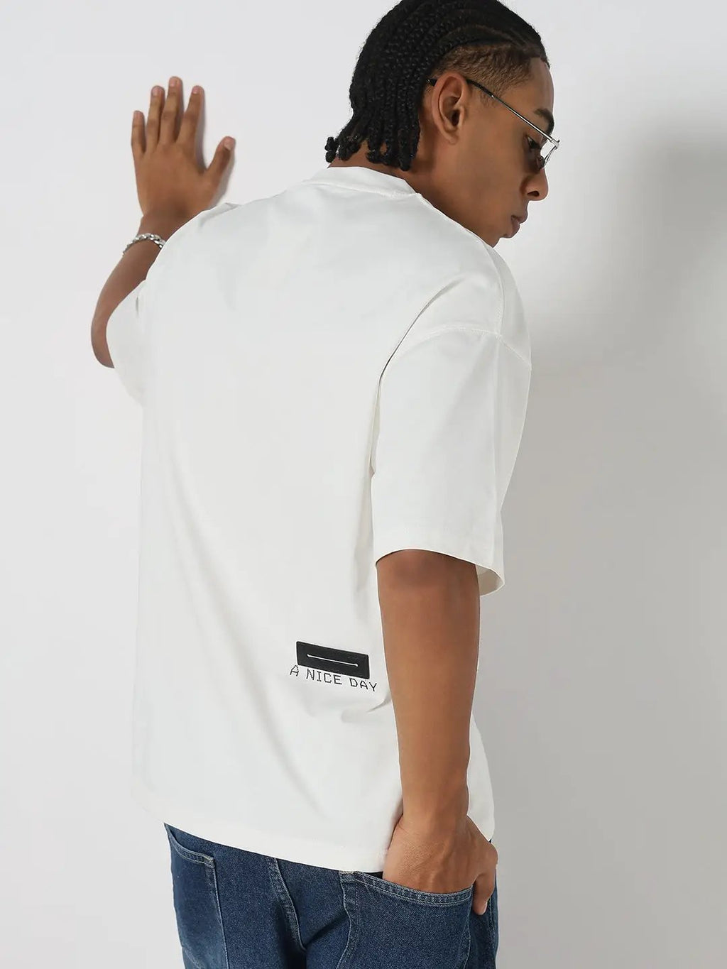 Men's White Graphic Oversized T-Shirt