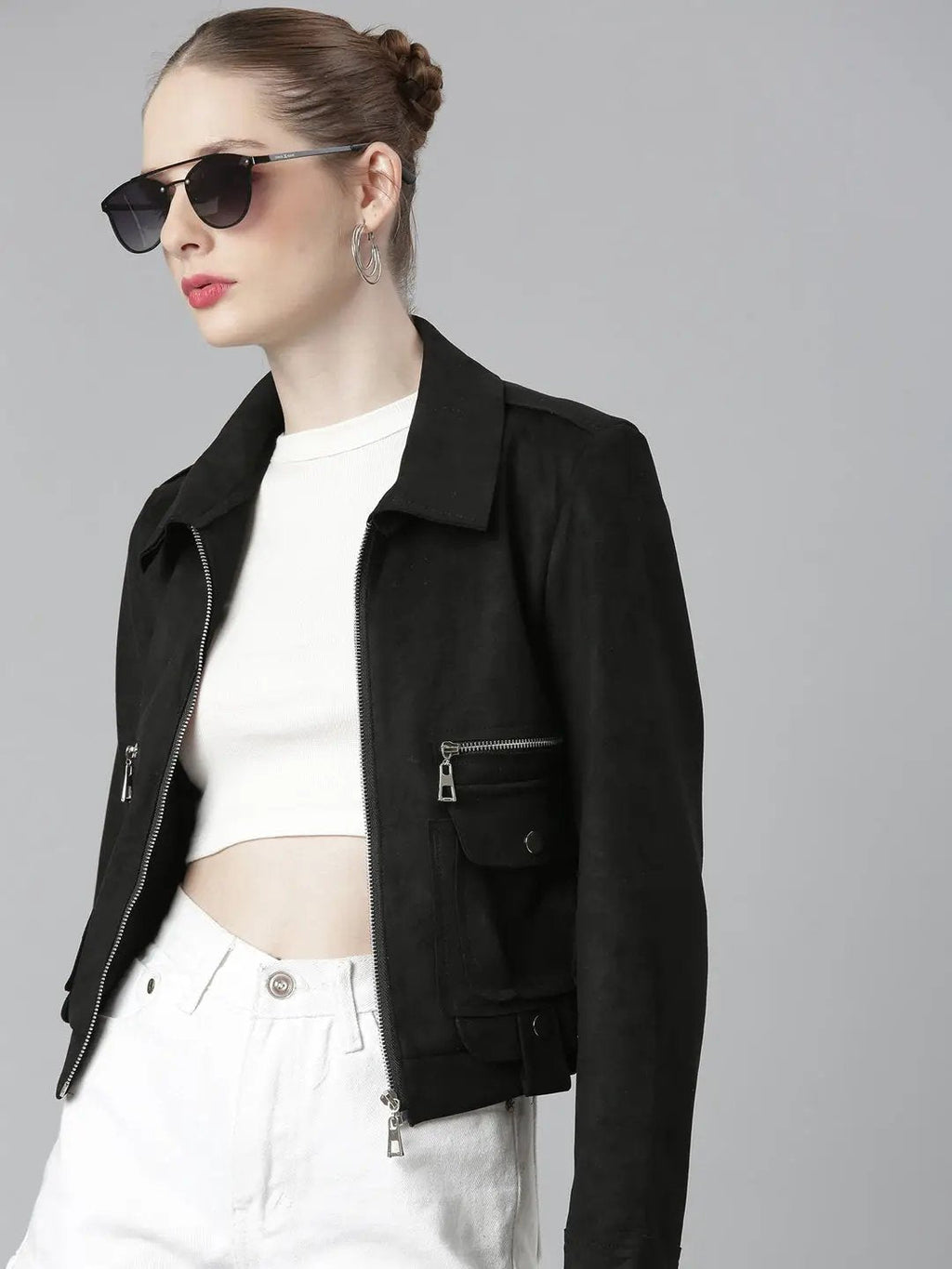 Women's Black Suede Tailored Jacket