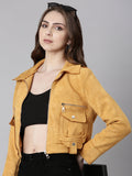 Women's Mustard Crop Tailored Jacket