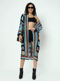 Women's Multicolour Crochet Longline Shrug