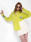 Women's Evil Eye Embellished Green Shirt