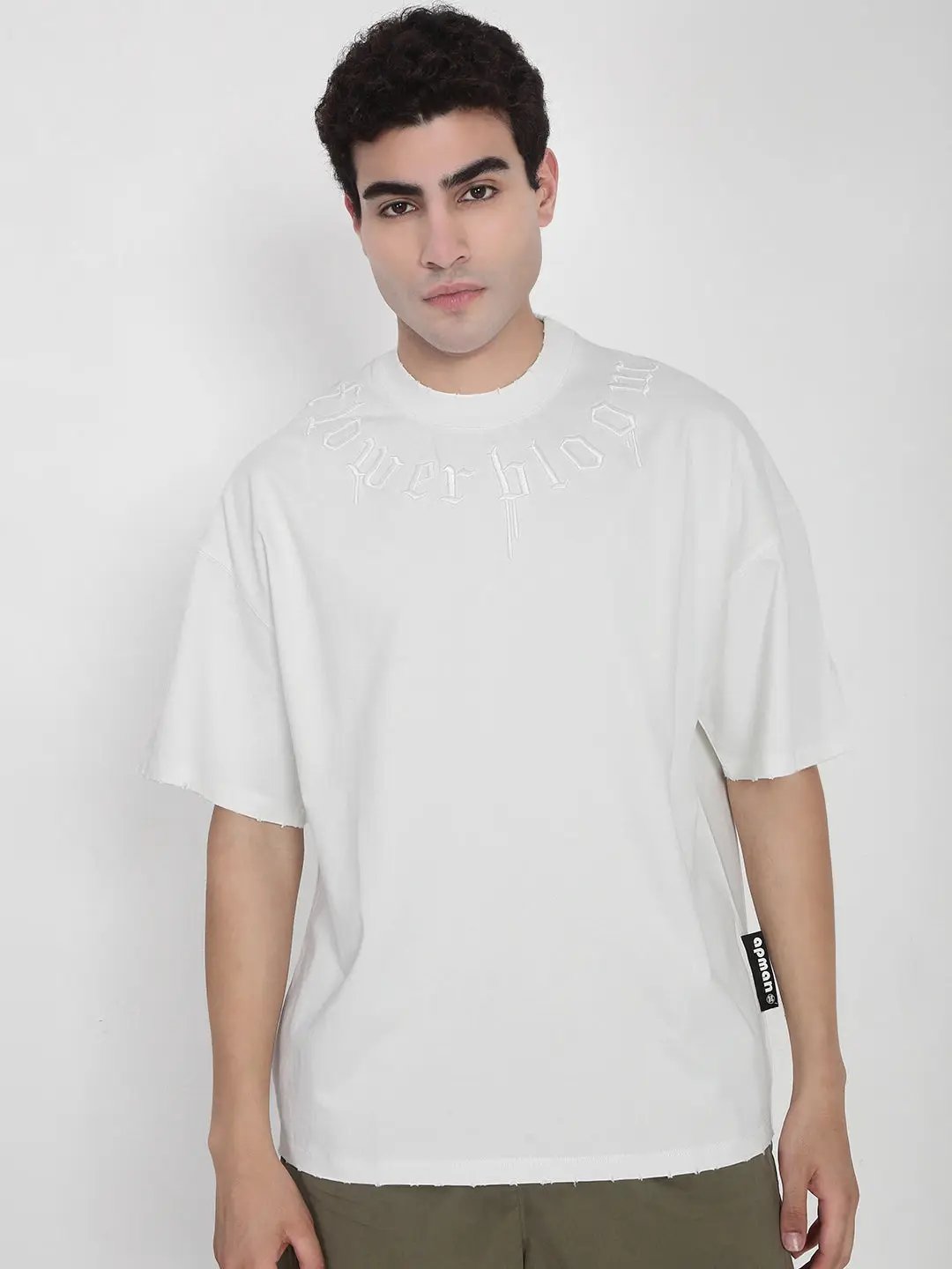 Men's White Oversized Typography T-Shirt