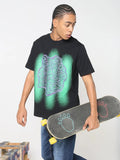 Men's Black & Green Typography T-Shirt